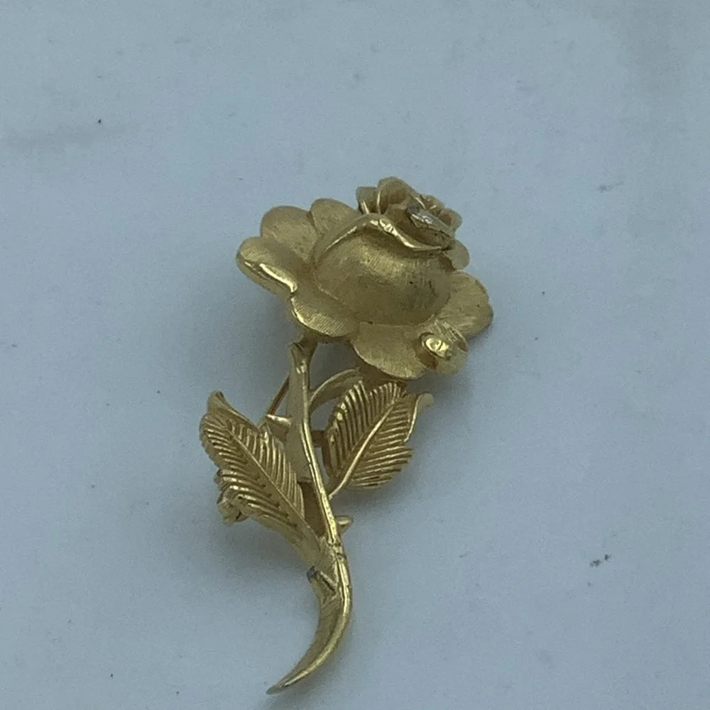 Two Goldtone Rose Brooches